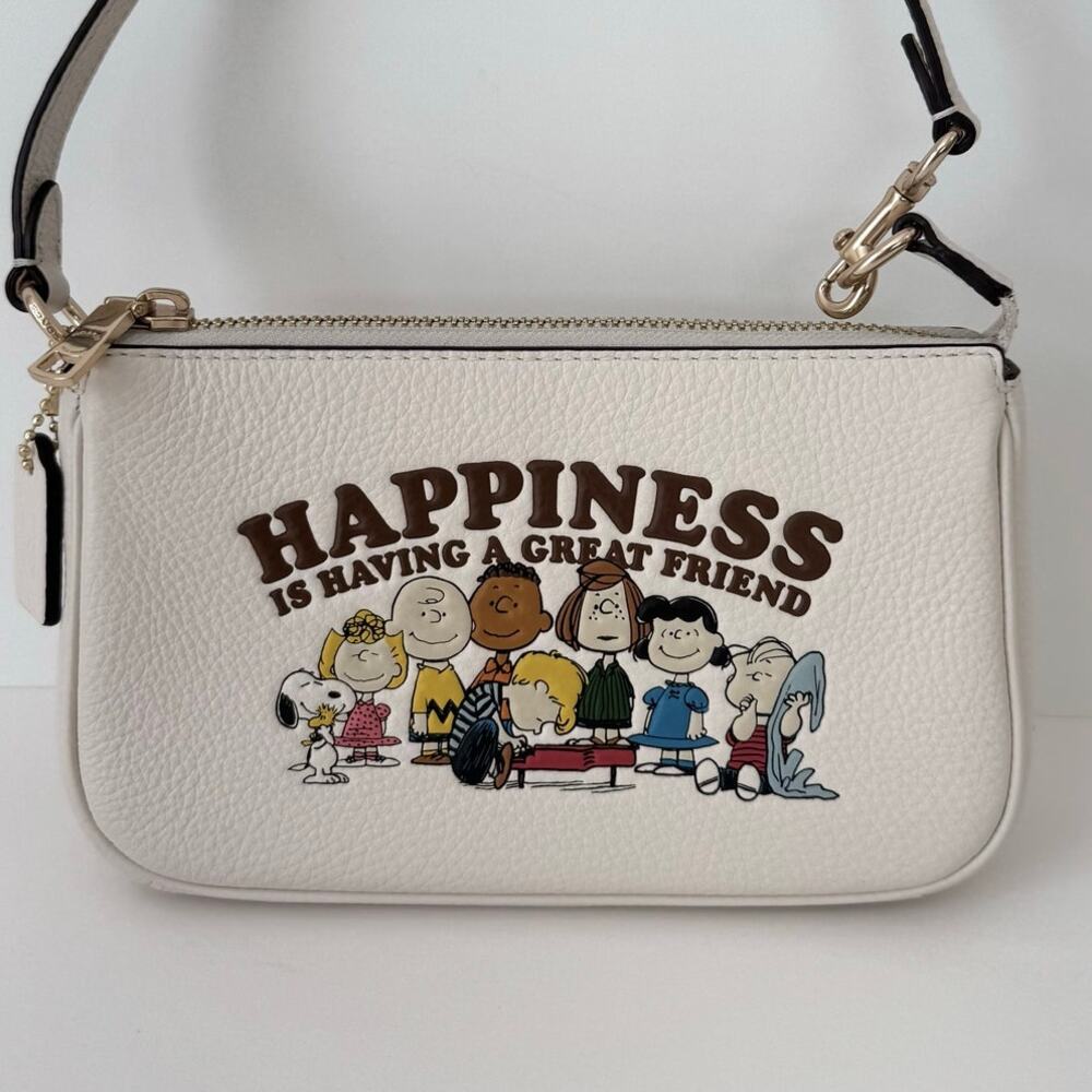 Coach x Peanuts Nolita 19 Leather Mini Shoulder Bag Gold/Chalk Multi CBM76 - Picture 3 of 16